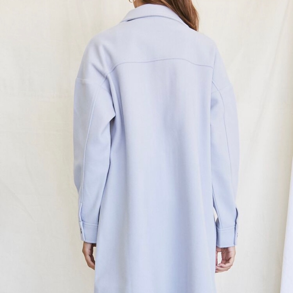NWT Dusty Blue Longline Button up Jacket - Picture 3 of 4